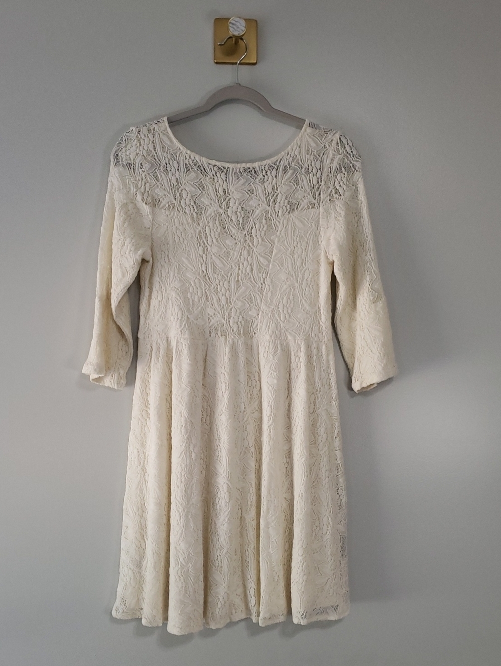 Free People Shake It Up Mini Dress Small Cream Ivory Crochet Lace Boho Wedding - Picture 6 of 15